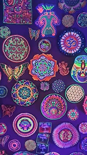 Imzauberwald Grato Flower of Life ~ 7 polegadas de 7 polegadas Blacklight Blacklight Blings Patch