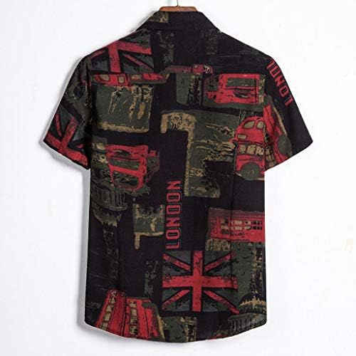 Camisas vintage para homens listrados de manga curta Hawaiian Button Summer Down Tirm camise