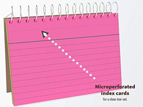 1 MACHOFICE ÍNDICE SPIRAL CARTS 3X5, Cartões de índice de néon, cores brilhantes variadas, cartões de índice governados