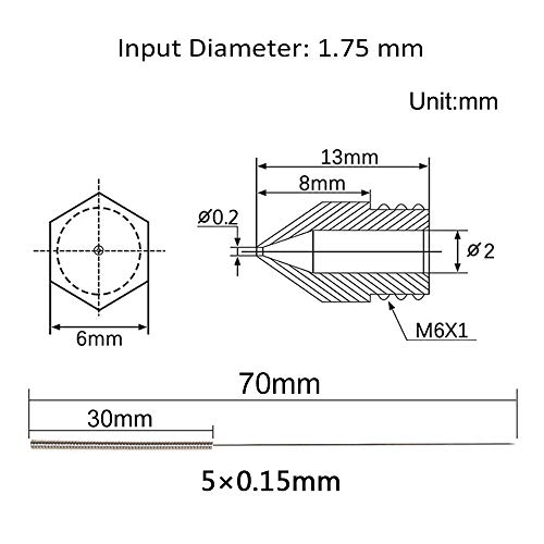 AOKIN 10 PCS 0,2mm Bicos de impressora 3D Bicos de extrusores MK8 e 5 PCs 0,15mm A agulhas de limpeza de aço inoxidável para Creality Ender 3/3 Pro/3 V2, Ender 5/5 Pro, CR-10/10s, Makerbot, Anet A8