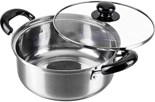 Wahei FREIZ RB-1855 Ponto de cozinha de aço inoxidável de aço inoxidável, para cozinhar, 6,3 polegadas, tampa de vidro