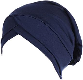 Capéu de gorro para mulheres Básico de chapéu sólido chimiói chapé de gorro esticado para mulheres na frente cross -african turban headwrap