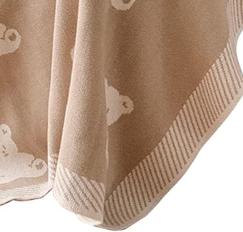 Yuehuam Baby Blain micote algodão macio para bebês meninos e meninas tamanho 30 x 40 polegadas, marrom pequeno urso