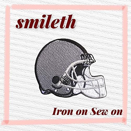 Smileth American Football Caphet Patch Tamanho 2.25 x1.8 Cinza e preto Ferro bordado em costura no emblema decoração