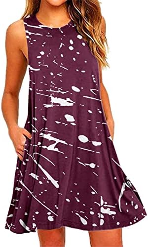 Vestido feminino para a primavera e verão 2023 Casual impresso de bolso mangas vestido de pescoço redondo