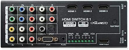 Conversor HDMI multifuncional com 8 entradas para uma saída HDMI, saída coaxial, saída SPDIF suporta HDMI V1.4 3D