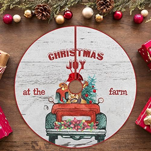 Alegria de natal na fazenda saia de árvore de natal 48 polegadas Caminhão de fazenda de Natal com vacas Rustic Christmas Tree