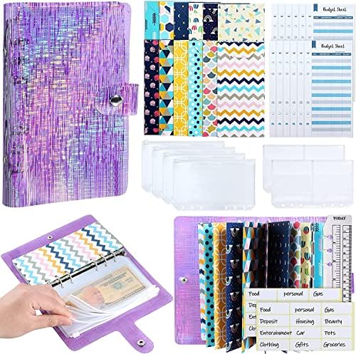 N/A 34 PCS orçamento do Binder Cash Envelope Planner System, com envelopes de dinheiro, folhas de orçamento de despesas,