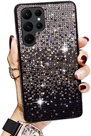 Linyune para Galaxy S23 Caso Bling Case com diamante brilho brilho, shiny cristal strô TPU TPU Bumper Case Case Tone para