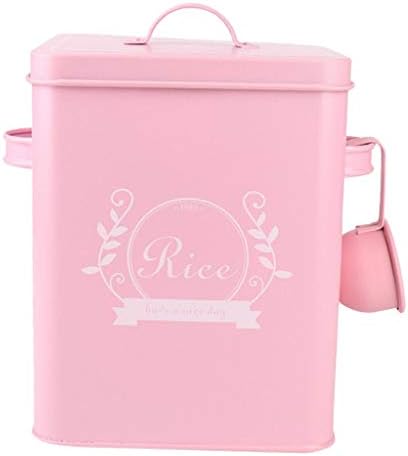 Mispro Pink Metal Rice/Sundries Kitchen Storage Tinister Bucket W/tampa colheita