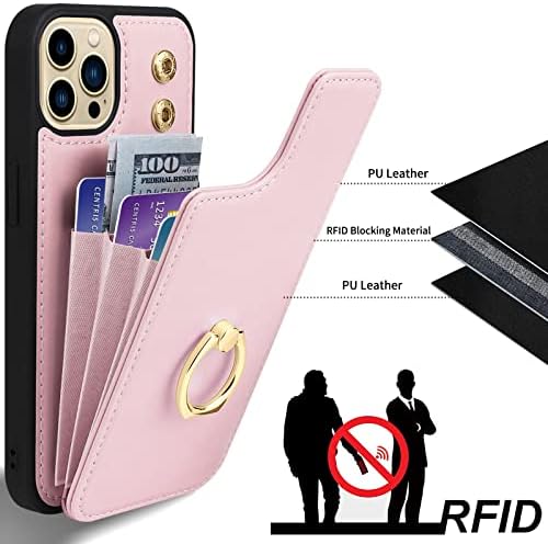 Toyuwins Compatível com o iPhone 12 Pro Max Wallet Case com porta -cartas, 360 ° ROTAÇÃO RING DIGNIMO