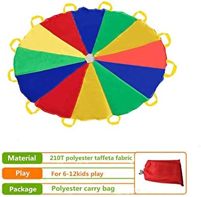 Sonyabecca Parachute 8 pés 10 pés 12 pés para crianças com 9 Handles 12 Handles Troque de pára -quedas para 8 12 Crianças