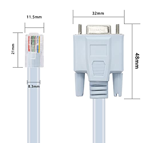 Gelrhonr RJ45 para DB9 Cabo de console de rolagem, RJ45 Male para Rs232 Adaptador serial de gerenciamento feminino para interruptores