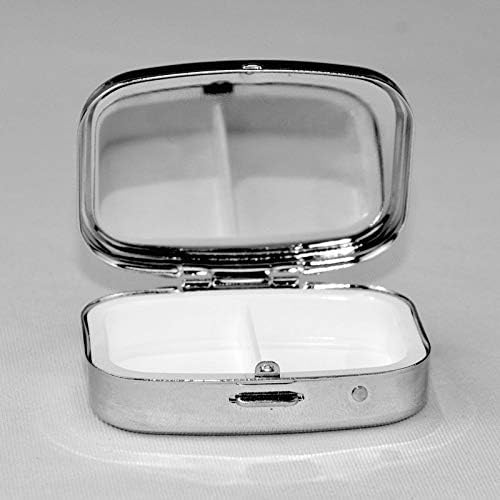 Treble Love and Music Notes Mini Pill Case com Mirror Travel Friendly portátil Compact Compact Compartamentos Pílicos Caixa