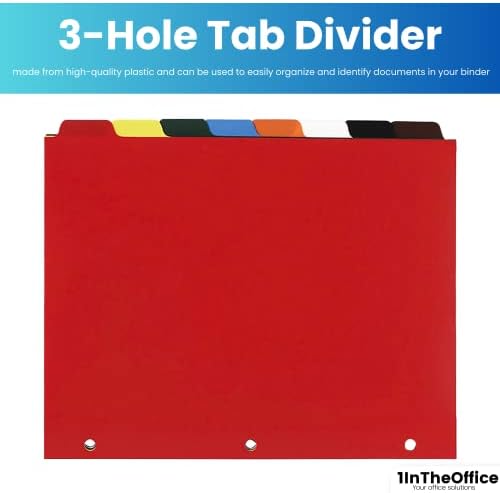 1 MAIS DIVERSÁRIOS DE CONDADE DE OFICIENTE PARA 3 ANELHO DE ANEL, DIVIDORES DE COLORED TAB, 5 TAB, 8,5 x 11, VSORTED, 10 PACK