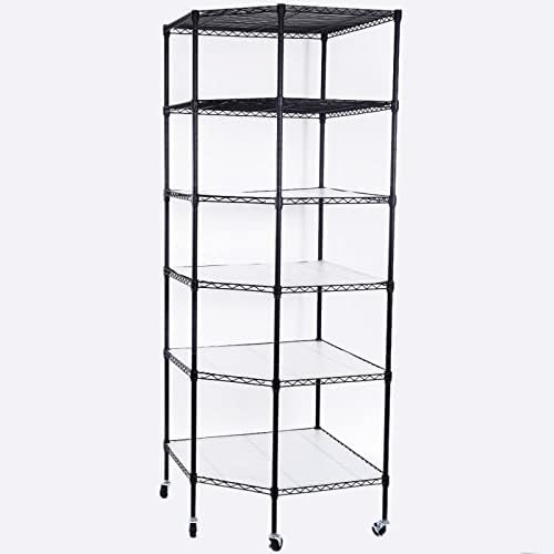 Ancdww Corner Stand Stand Polygon Storage Rack Pantry Organization e prateleiras de armazenamento de 6 camadas para sala de estar