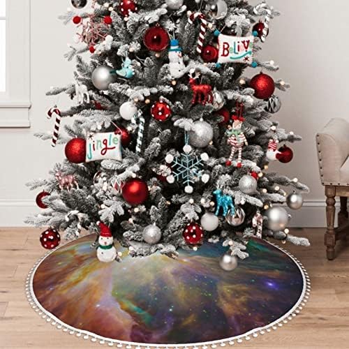 Saia de árvore de Natal com pom TRIM Galaxy-Star-Camouflage Holiday Christmas Home Decorações 30