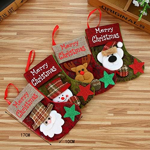 Valiclud 4pcs Meias de Natal Sacos de doces Santa Boneco de neve Padrão de urso