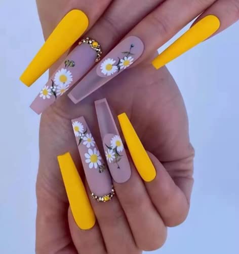 Ikunway 24pcs pressione unhas longas caixões falsos unhas acrílicas