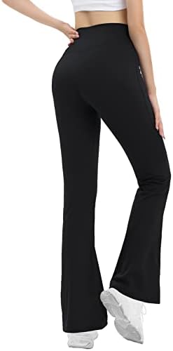 Jadd Womens Flare Yoga Pants com bolsos Crossover High Boist Botcut Flargings Leggings Tummy Control Workout Calça