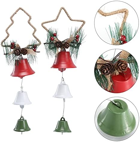 Doitool 2pcs Metal Christmas Bell Door pendurado ornamento pingente de campainha de natal para as janelas da árvore de Natal