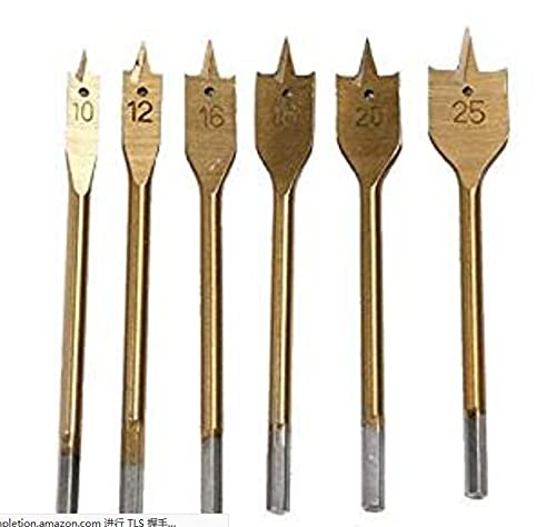 Driak 6pcs 10-25mm/0,39 -0,98 titânio métrico broca de perfuração Bits Spade Paddle Ferramenta de broca de madeira plana Ferramentas