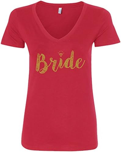 T-shirt de decote em V Threadrock feminina Gold Script