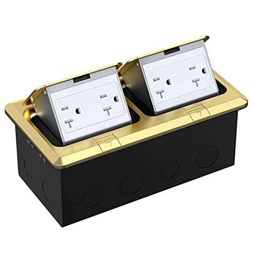Kit elétrico de caixa de piso pop-up duplo de webang, saída de receptáculo duplex resistente ao clima de 20A, hardware