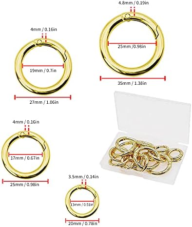 Empcydia 20 pcs mola o anel, metal redondo metal pequeno clipe de carabiner snap, gatilho de metal ganchos de círculos para anéis