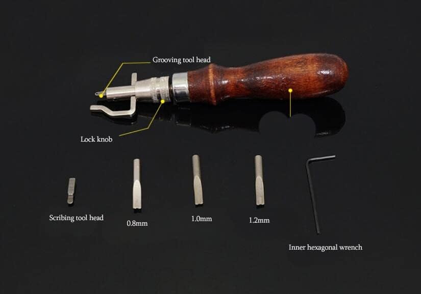 Ferramenta de 5 polegadas de 1 a 1 Groovers para a alça de madeira de couro/aço da faca de faca de couro Ferramenta de couro para