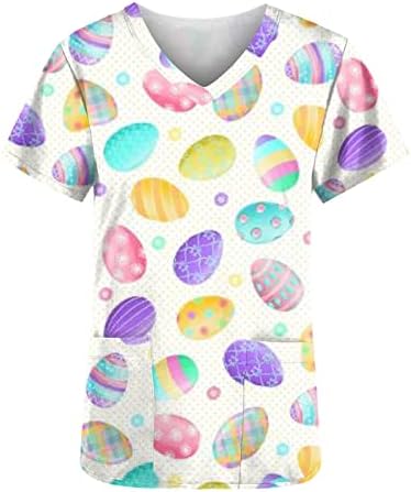 Camisa superior para meninas 2023 Manga curta Vneck Floral Graphic Office Anatomy Scrub Happy Gift Uniform Uniforme de