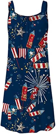 Vestidos de praia de 4 de julho para mulheres de verão casual vestido boho bandeira americana scoop scoop pescoço flowy mini vestido