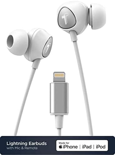 Earbuds de iPhone Thore com Lightning Connector MFI certificado pelos fones de ouvido Apple com fio de fones de ouvido com controle