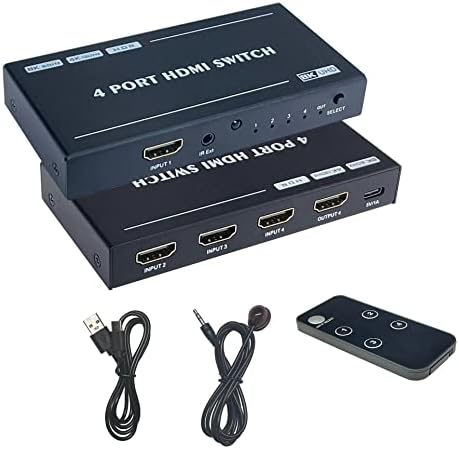 Ensigear 8k 60Hz 4K120Hz 48 Gbps Ensigear HDMI Switch 4 em 1 out ， HDMI 2.1 ， HDCP2.3 ， ARC, 3D ， HDR 10 ， Dolby Atmos