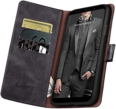 Suanpot para Samsung Galaxy Note 8 com RFID Bloqueio de couro Caixa Caixa de crédito Titular de cartão de crédito Flip Folio Book Caixa