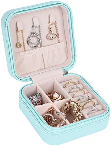 YonZone Small Jewelry Box Organizer, Jóias de viagem armazenamento de jóias para anéis Brincos Colares PU Caixas