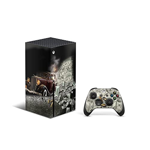 Zoomhitskins Compatível para Xbox Series X Skin, Série X Capa de pele, Carros de gângster da máfia Speed ​​Brown Smoke,