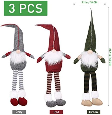 NUOBESTY 3PCS Christmas Santa Gnome Plush Doll, boneca anã de elfo de Natal, boneca sueca Tomte Plush, elfos de Natal na Suécia,