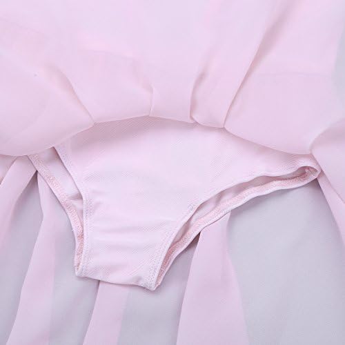 Subottn Kids Girls Flowy Dançarina Hem Hem de Chiffon Gymnastic Sport Sport Sport Leartard Lyrical Ballet Dance Tutu Dress