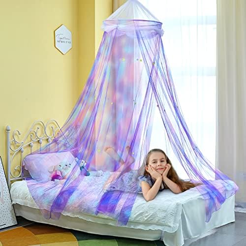 Copa de cama de fiobee para meninas cortinas de canopy cortinas de mosquito Princess Room Decor com estrelas para o quarto