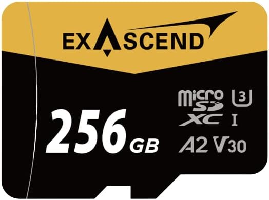 EXASCEND 64G/128G/256GB UHS-I MICROSD CARD, U3, V30, A2 até 175 MB/S, ideal para smartphones, câmeras, drones, consoles