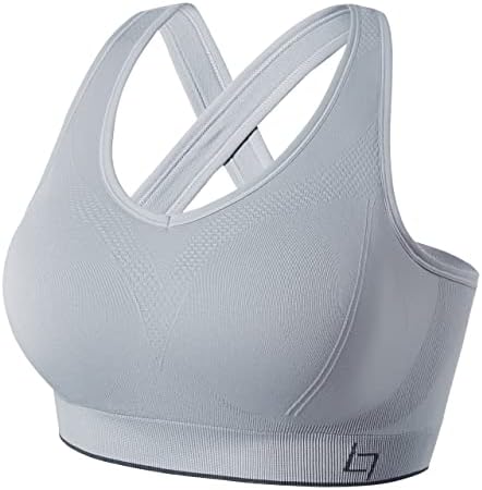 Fittin Cross Back Sports Bras for Women - Bra esportivo sem costura com treino de academia acolchoado para ioga