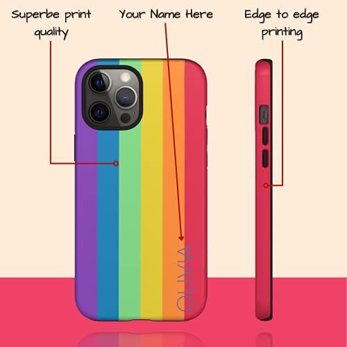 Artisticases Nome personalizado Caixa de telefone arco -íris LGBTQ Pride, estojo personalizado, projetado para iPhone 14 Plus, iPhone