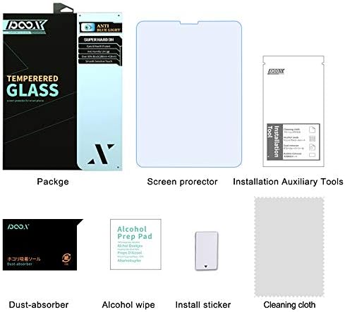 【POOX】 iPad Pro 11 / iPad Air 5 / Air 4 Protetor de tela de vidro, [proteção contra o olho Anti -UV Blue Light Cut] Vidro