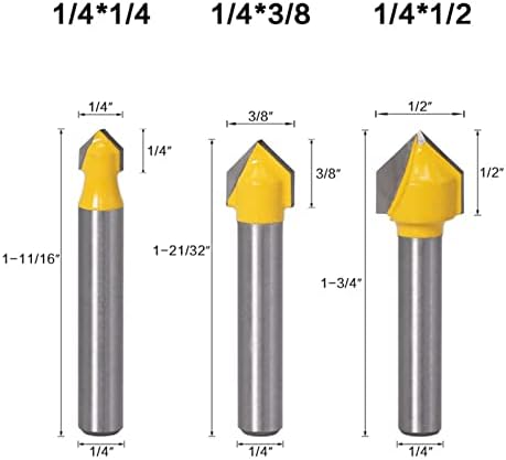 Cortador de moagem de superfície 1 peça de 1/4 polegada haste v roteador bit bit redonda faca de madeira faca de madeira modelo de