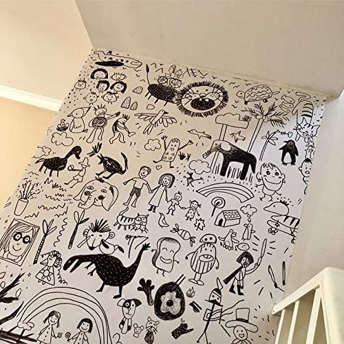 HGFHGD Black e branco Graffiti quarto infantil garoto de desenho animado Cobertura