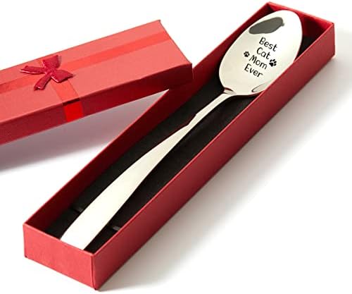 Mãe Idéias de presentes, Melhor Mãe Cat Mãe Sempre Spoon Gravado Aço Anterior Presente, Presentes de Colera para Mulheres Dia