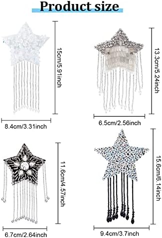 Funly 4 Styles Styles Star Patches com borla Costura em Rhinestone Star Applique Diy Sparkling Star Roupas Patches para