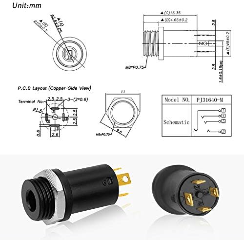 Indusky 10pcs 3,5 mm Mini plugue de soquete feminino de macaco feminino com porcas 3,5 mm Montagem estéreo Montagem conectora de solda