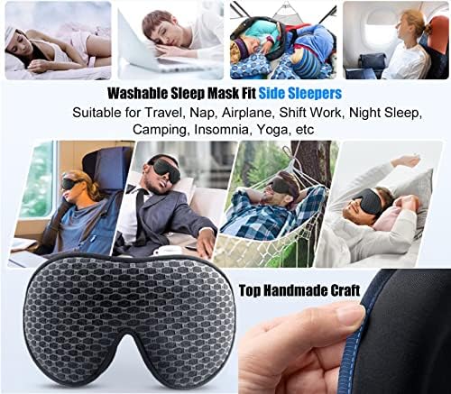 Máscara de dormir de outono para homens, homens, atualizados 3D Copo Sleep Mask Blockout Blockout Light, macio confortável sem pressão